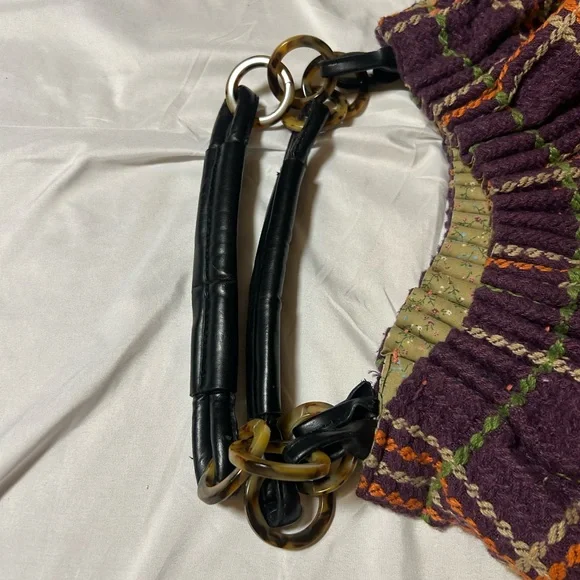 Women’s Oversized Bohemian Handbag Purse Cloth Plaid Unique Hippie - Picture 11 of 15